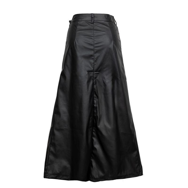 Schwarzer, langer Rock Man Skirt Wetlook von Zügellos