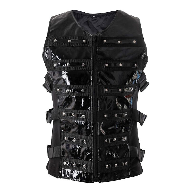 Schwarze Weste Button Vest PVC mit Lackoptik von Zügellos