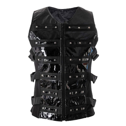 Schwarze Weste Button Vest PVC mit Lackoptik von Zügellos