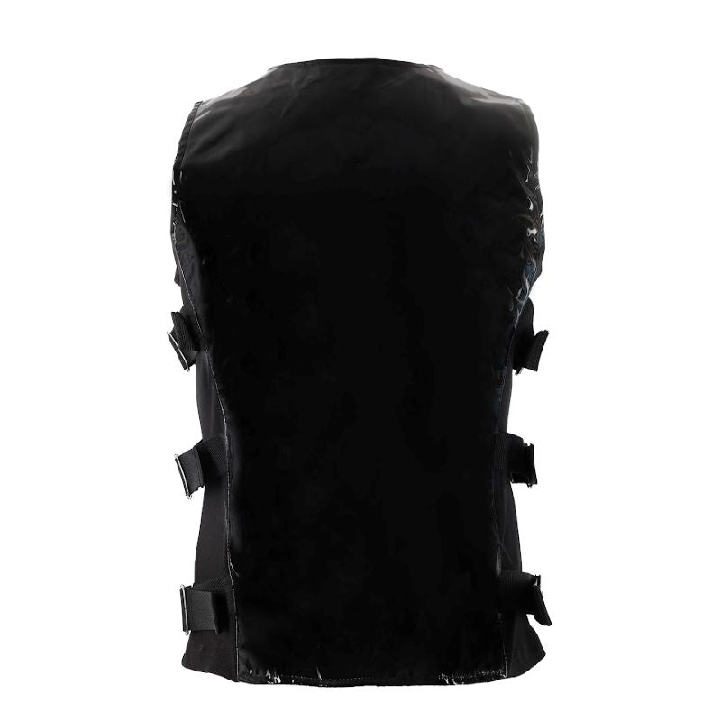 Schwarze Weste Button Vest PVC mit Lackoptik von Zügellos