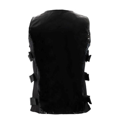 Schwarze Weste Button Vest PVC mit Lackoptik von Zügellos