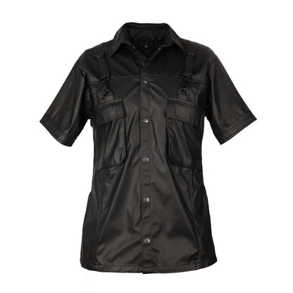 Schwarzes Hemd Combat Shirt Wetlook mit Wetlookstoff von Zügellos