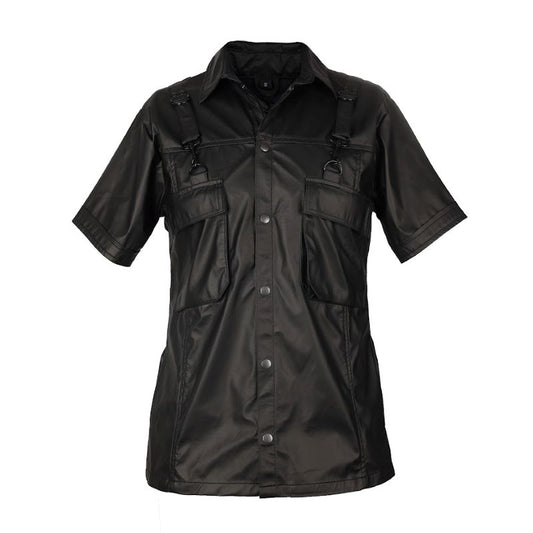 Schwarzes Hemd Combat Shirt Wetlook mit Wetlookstoff von Zügellos