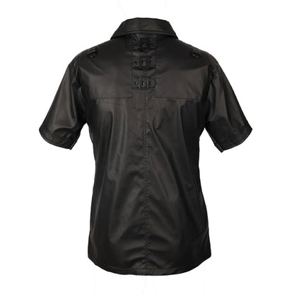 Schwarzes Hemd Combat Shirt Wetlook mit Wetlookstoff von Zügellos
