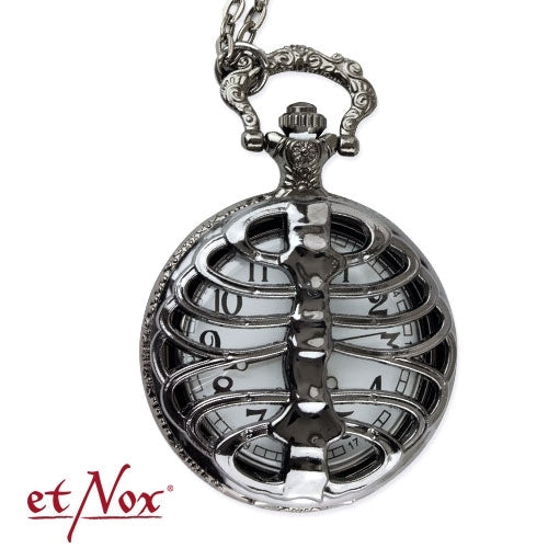 Silberfarbene Taschenuhr Sklett mit aufklappbarem Deckel von etNox