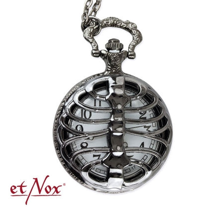 Silberfarbene Taschenuhr Sklett mit aufklappbarem Deckel von etNox
