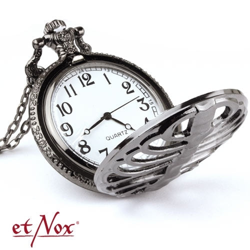 Silberfarbene Taschenuhr Sklett mit aufklappbarem Deckel von etNox
