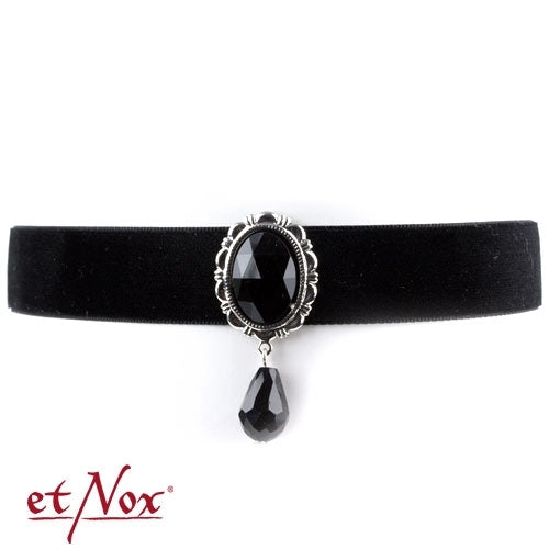 Schwarzes Samt-Halsband Black Velvet mit schwarzem Kristall