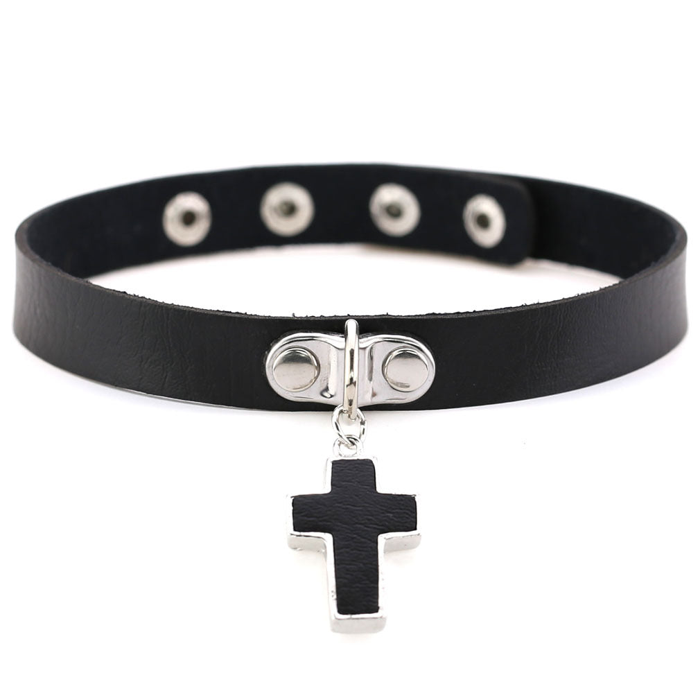 Vegan Choker black Crucifix 