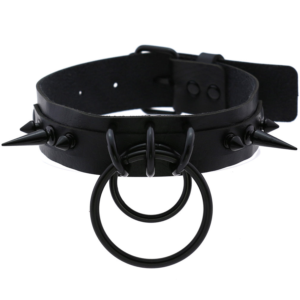 Vegan Choker Ringe & Spikes BLACK