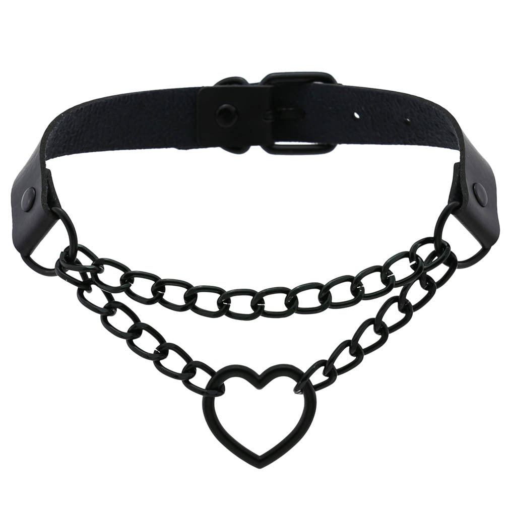 Vegan Choker Herzkette BLACK