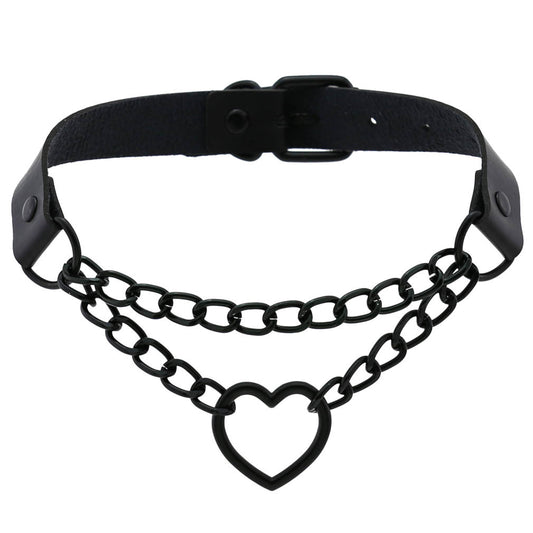 Vegan Choker Herzkette BLACK