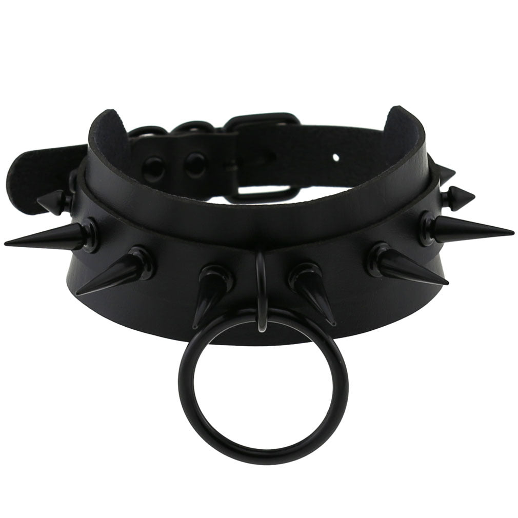 Vegan Choker Ring Spikes BLACK