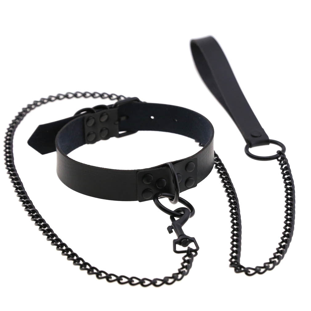 Vegan Choker Halsband & Leine BLACK