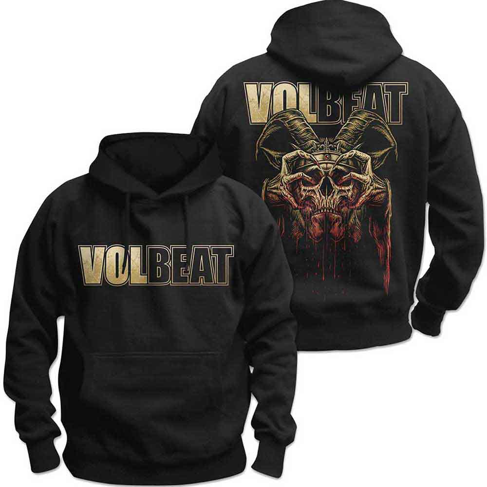 Lizensierter Pullover Volbeat Bleeding Crown Skull Band-Hoodie mit großem Backprint