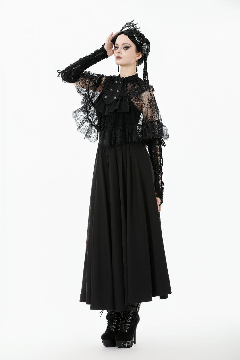 Schwarzer Umhang Vampires Academy Lace Capelet mit Spitzenverzierung von Dark In Love