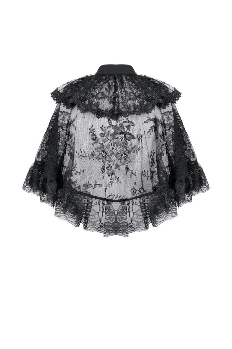 Schwarzer Umhang Vampires Academy Lace Capelet mit Spitzenverzierung von Dark In Love