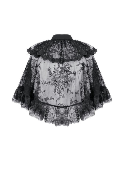 Schwarzer Umhang Vampires Academy Lace Capelet mit Spitzenverzierung von Dark In Love
