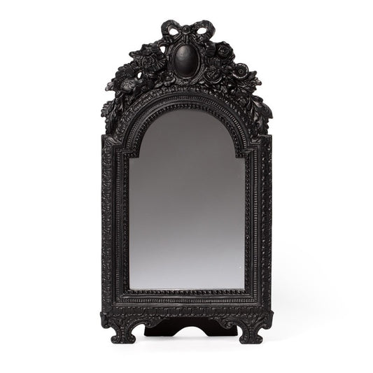 Schwarzer Spiegel Victoriana Mirror mit floralem Design von Alchemy