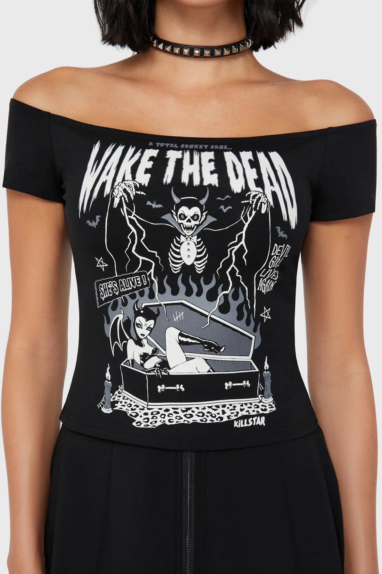 Killstar Wake The Dead Bardot Top