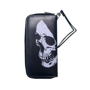 Großes, schwarzes Portemonnaie BIG SKULL WALLET mit großem Totenkopfprint von Moon Attic