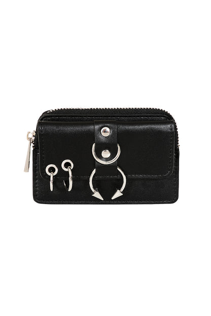 Schwarze Geldbörse Rebel Sugar Wallet mit Zierösen und Ringen von Banned