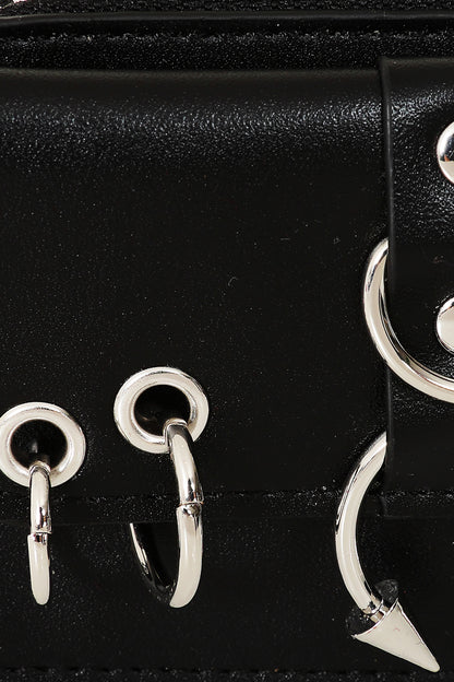 Schwarze Geldbörse Rebel Sugar Wallet mit Zierösen und Ringen von Banned