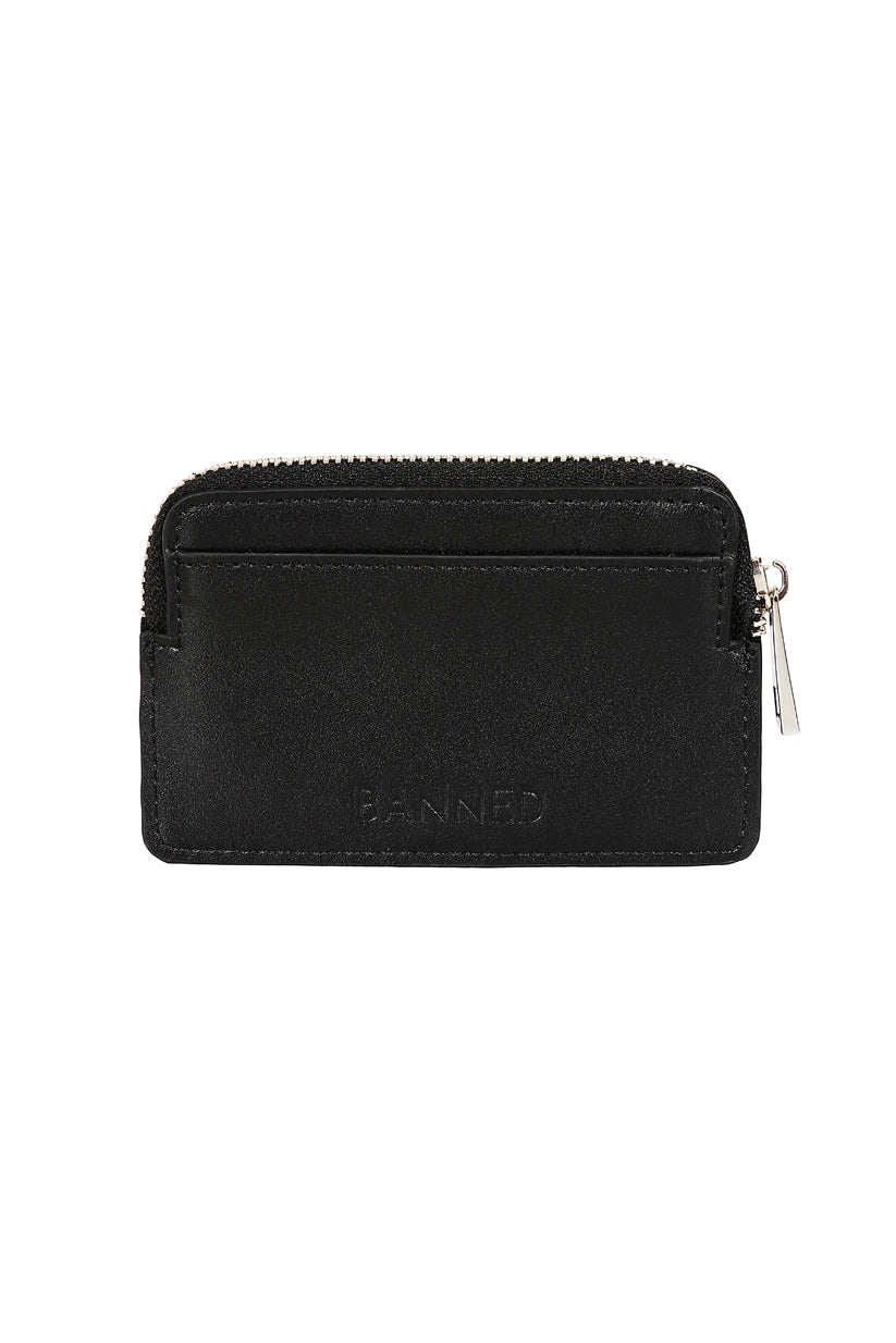 Schwarze Geldbörse Rebel Sugar Wallet mit Zierösen und Ringen von Banned