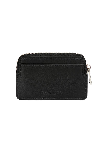 Schwarze Geldbörse Rebel Sugar Wallet mit Zierösen und Ringen von Banned