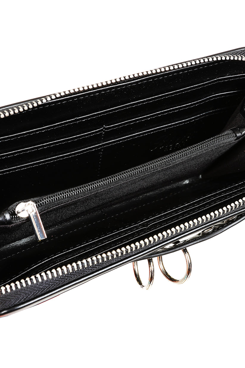 Schwarze Geldbörse Rebel Sugar Wallet mit Zierösen und Ringen von Banned
