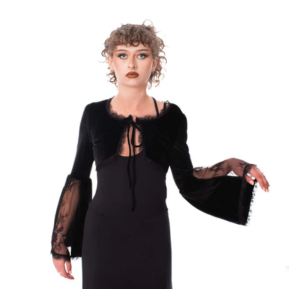 Schwarzer Bolero WYNTER BOLERO Black mit Spitzenelementen von Poizen Industries