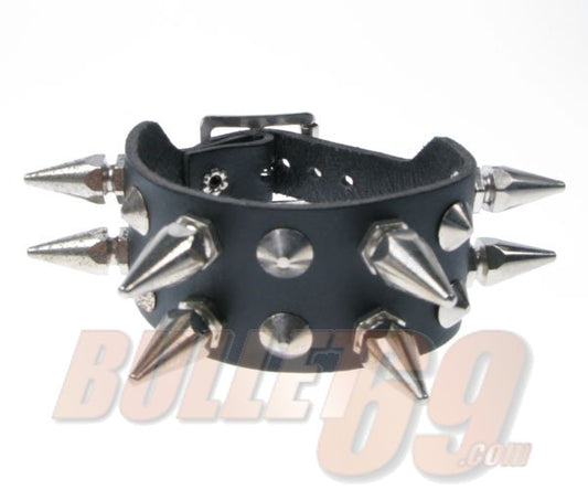 Breites Armband 2-reihig mit kleinen und großen Hexagon-Spikes (sechseckig) von Bullet69
