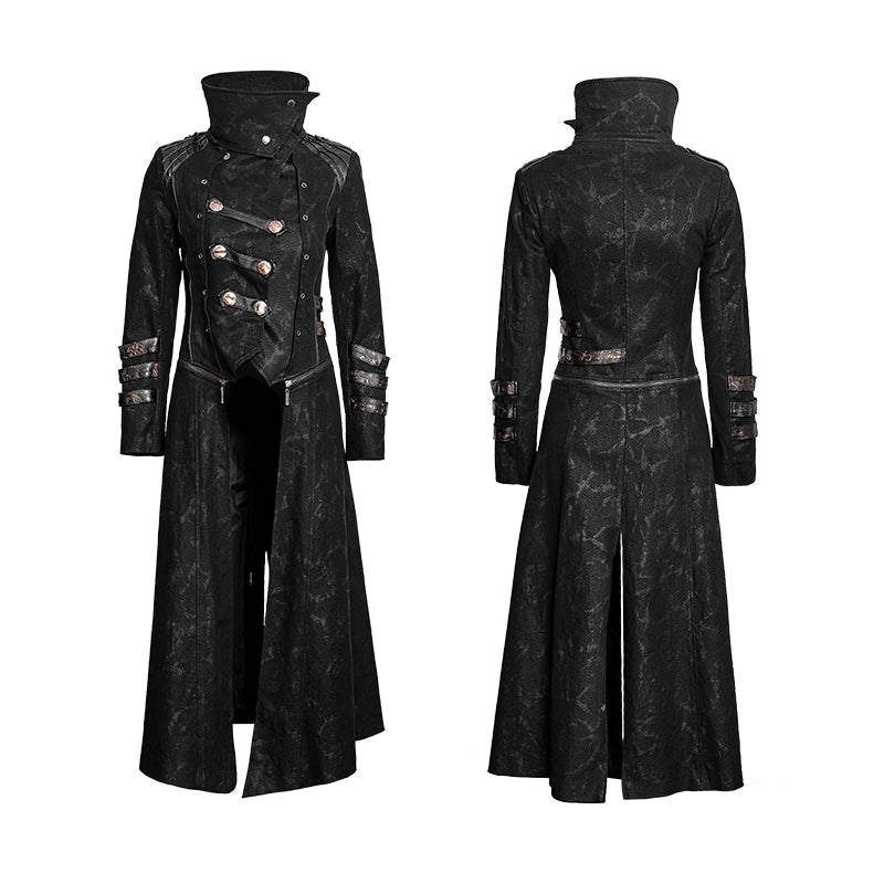 Auffälliger Mantel SCORPIO COAT FEMALE mit großer Kapuze und vielen Kunstlederdetails von Punk Rave