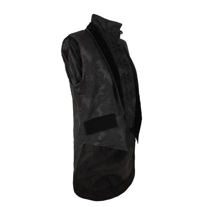 Schwarze Brokatweste Tail Vest Coat Brocade mit Samtdetails von Azzazzinz