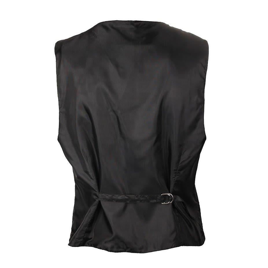 Rückseite schwarze Brokatweste Dark Vest Brocade mit großen, silberfarbenen Knöpfen von Azzazzinz