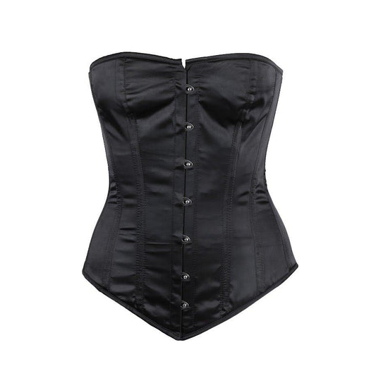 Schwarzes, schlichtes Full Corset Satin von Azzazzinz