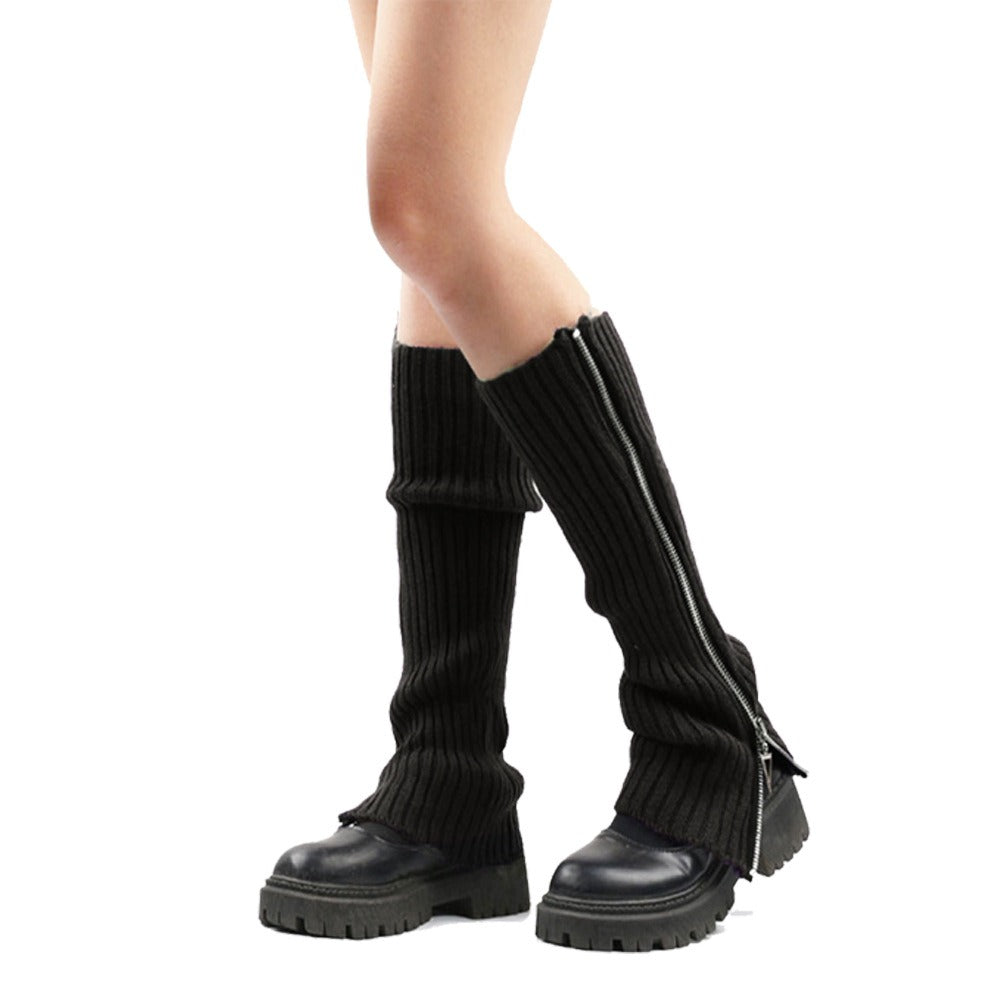 Schwarze Beinstulpen Zip Gaiters mit Reißverschluss von Moon Attic