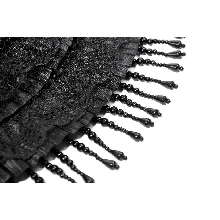 Schwarzer, kleiner Hut Vintage Lace Feather Mini Hat mit Spitzen-, Perlen und Blumendetails von Dark In Love