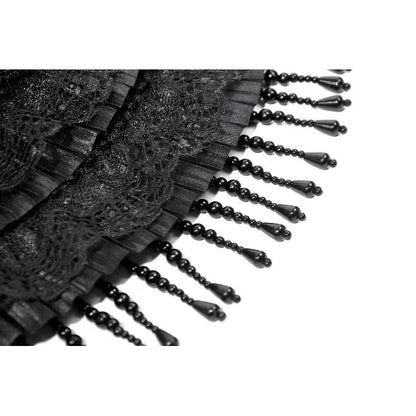 Schwarzer, kleiner Hut Vintage Lace Feather Mini Hat mit Spitzen-, Perlen und Blumendetails von Dark In Love