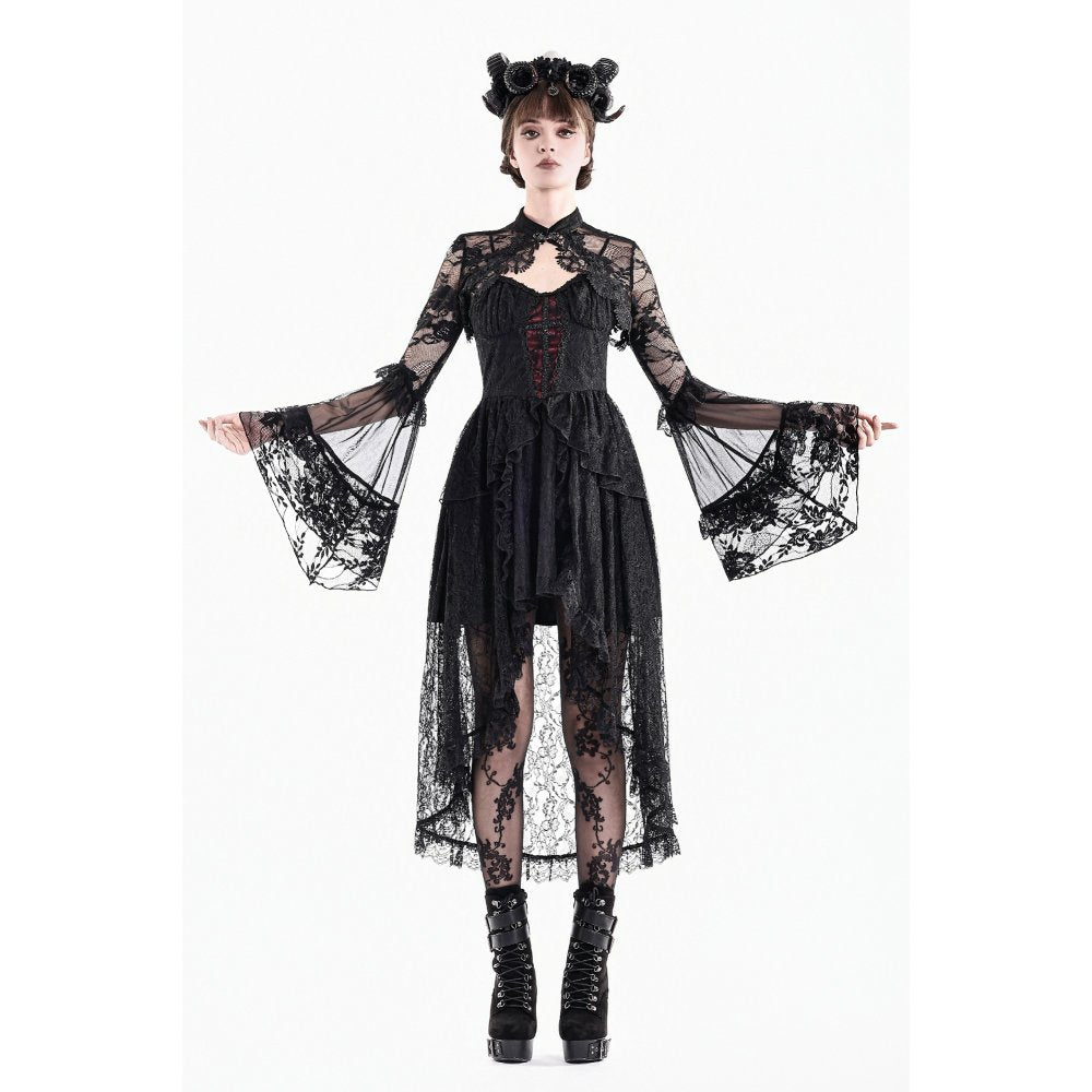 Schwarzes Oberteil Lace Phantom Bolero aus Spitzenstoff mit weiten Ärmeln von Dark In Love