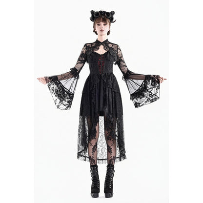 Schwarzes Oberteil Lace Phantom Bolero aus Spitzenstoff mit weiten Ärmeln von Dark In Love