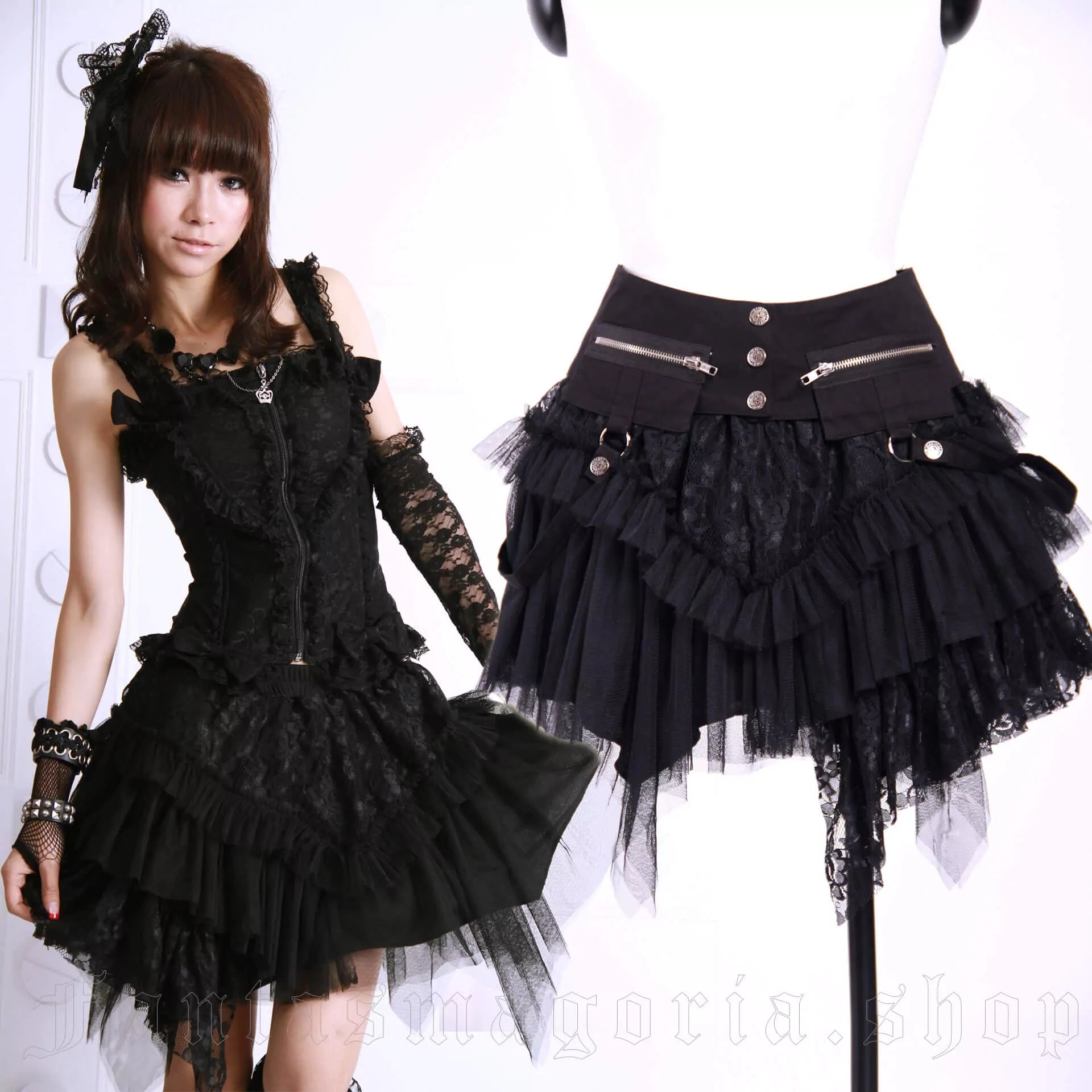 Amelia Skirt black Punk Rave