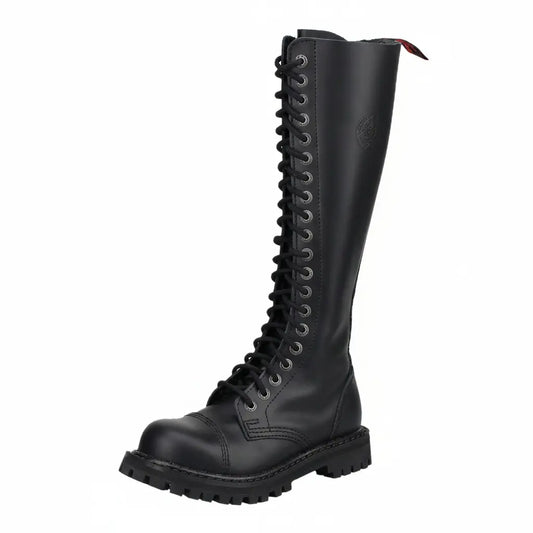 Angry Itch 20 Loch Leder Stiefel Schwarz
