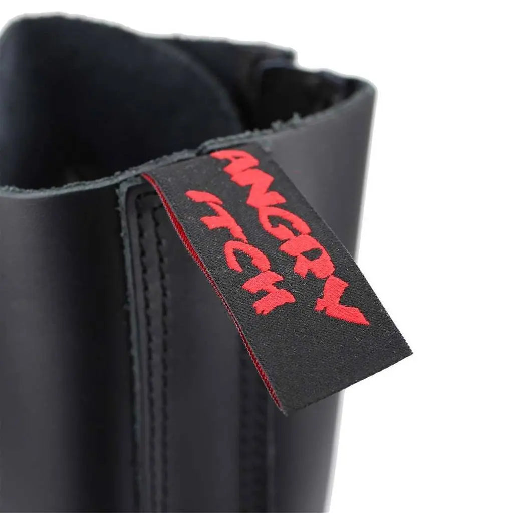 Angry Itch 20 Loch Leder Stiefel Schwarz