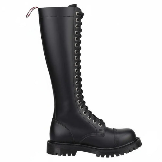 Angry Itch 20 Loch Leder Stiefel Schwarz