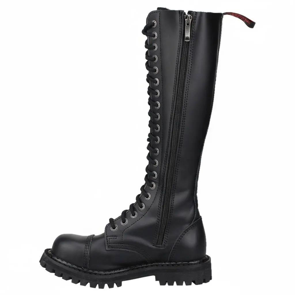 Angry Itch 20 Loch Leder Stiefel Schwarz