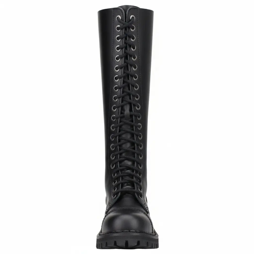 Angry Itch 20 Loch Leder Stiefel Schwarz