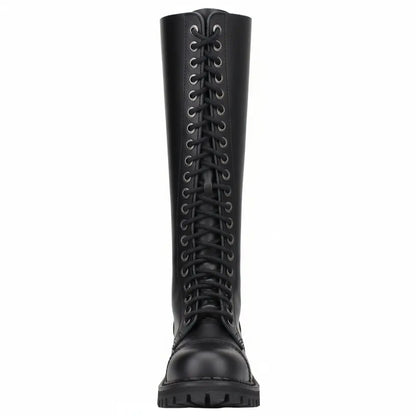 Angry Itch 20 Loch Leder Stiefel Schwarz