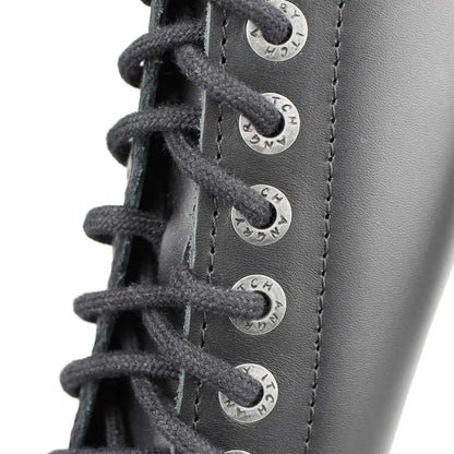 Angry Itch 20 Loch Leder Stiefel Schwarz