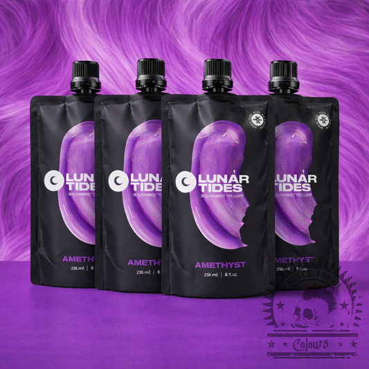 Vier semi-permanente Haartönungen 4er-Sparset Amethyst Pastel Purple in dem Farbton warmes Pastelllila mit pinken Untertönen von Lunar Tides
